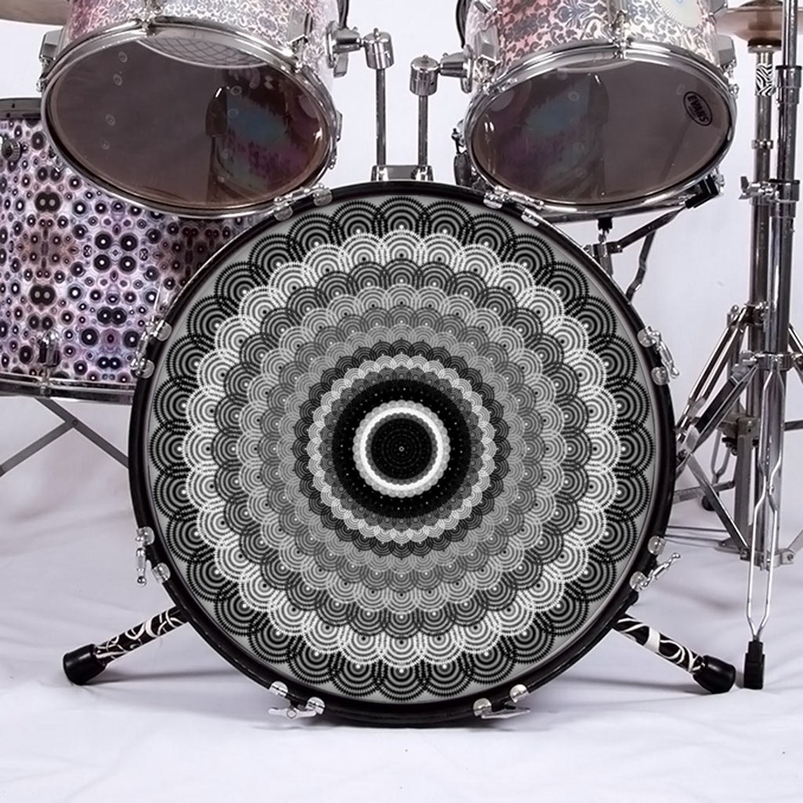 5 PC Drum Set SKINS for Bass Snare and Tom Drums Geometric Etsy