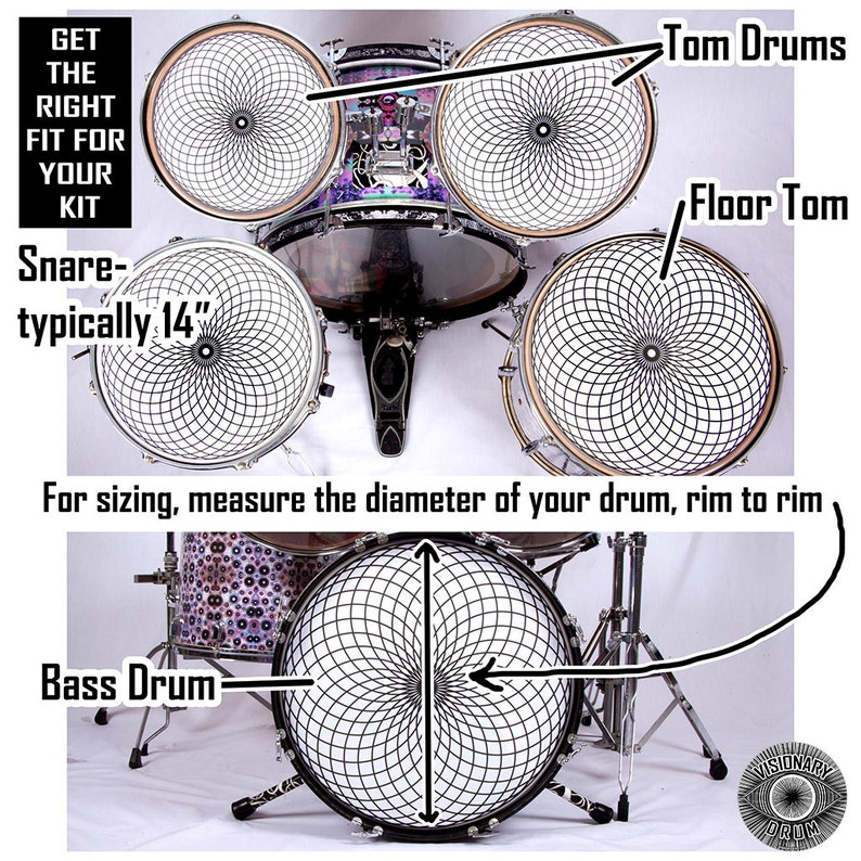 Graphic Drum SKIN for Bass Snare and Tom Drums. Amethyst Etsy