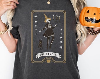 Dancing Skeleton Halloween Tarot Card Comfort Colors Shirt
