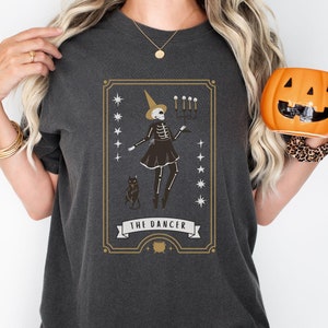 Dancing Skeleton Halloween Tarot Card Comfort Colors Shirt