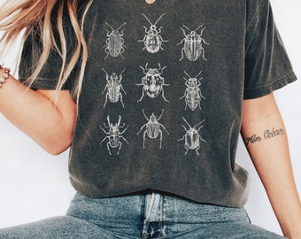 Beetle Bug Comfort Colors Cottagecore Aesthetic Tshirt, Insect Shirt, Bug Shirt, Entomology Tshirt, Goblincore Shirt, Forestcore Tee