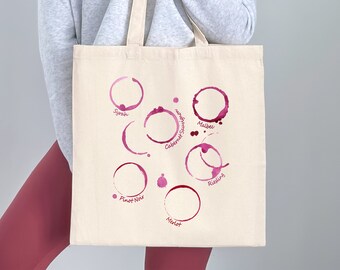 Wine Stain Cotton Canvas Tote Bag Wine Shopping Bag Reusable Shopping Bag Wine Lover Gift Funny Wine Tote Wine Gift for Her
