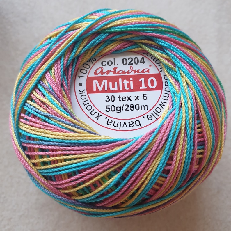 Crochet thread Cotton Multi 10 50g above 280m.Embroidery . Etsy