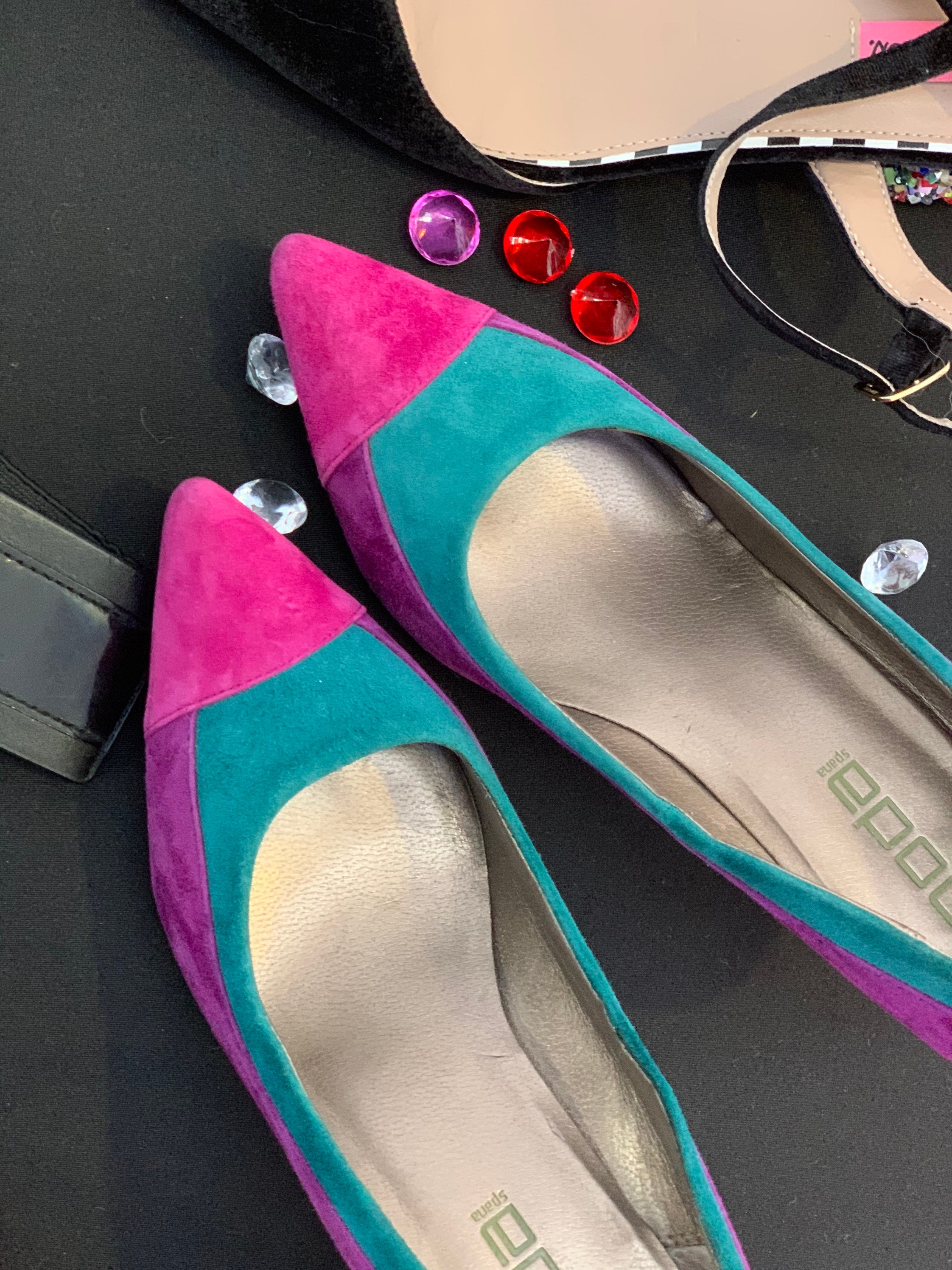 Color Block Pumps multi color Pointed Heels Sz 8 Etsy