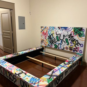 Graffiti Bed | Art Bed| Spray Painted Bed| Colorful Bed| Artsy| Hypebeast|Custom| Girly|Fashion