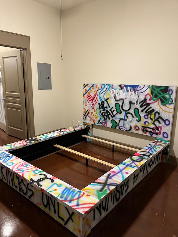 Graffiti Bed Art Bed| Spray Painted Bed| Colorful Bed| Artsy