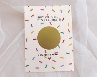 Personalized Gender Reveal Confetti Colourful Scratch Card: Baby Announcement Party Game