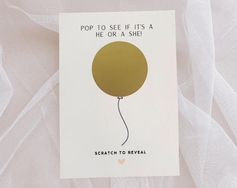 Personalized Gender Reveal Pop the Balloon Scratch Card: Baby Announcement Party Game