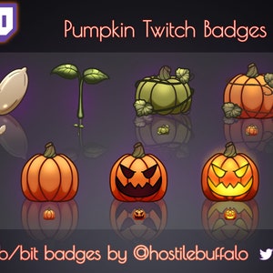 Pumpkin Twitch Badges - Sub or Bit Badges - Jack-o-Lantern Fall Halloween Witchy Badges