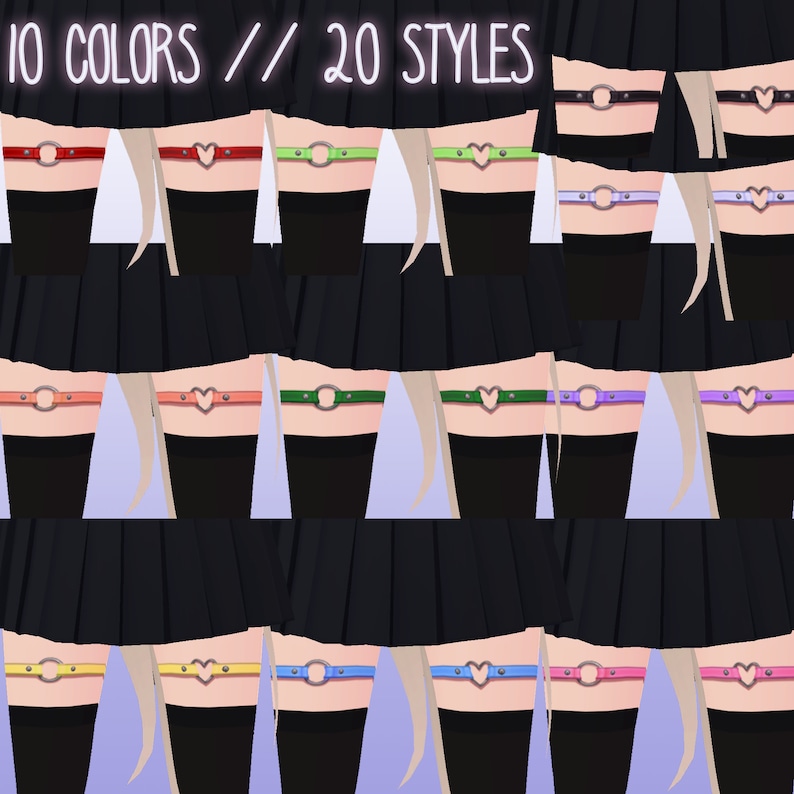 Vroid Leg Accessories Oring Heart Garters Etsy UK