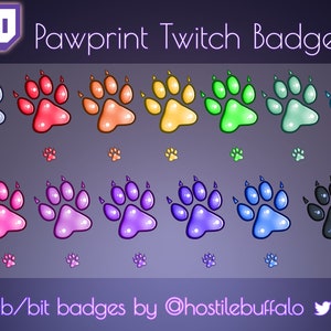 Pawprint Twitch Badges - Sub or Bit Badges