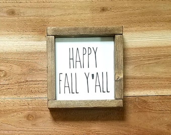 Happy Fall Y'all sign - Fall Sign - Fall Decor - Farmhouse Decor - Farmhouse Sign - Wood Sign - Home Decor - Rae Dunn Inspired Decor - Hello