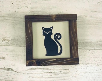 Black Cat, Halloween Black Cat, Rustic Halloween Decor, Fall Decor, Spooky, Tier Tray