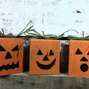 3 Wooden Pumpkins, Wood Pumpkins, Reclaimed Rustic Pallet Wooden Pumpkins, Rustic Halloween Decor-Fall Decor, Pumpkin Decor, Jack O Lanterns