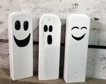 3 Reclaimed Wooden Ghosts | Reclaimed Rustic Wooden Ghosts | Rustic Halloween Decor | Fall Decor