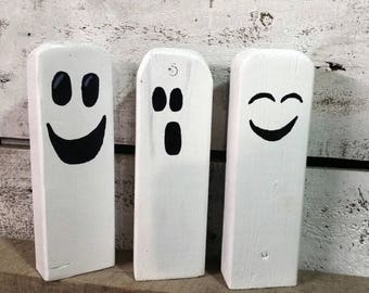 3 Reclaimed Wooden Ghosts | Reclaimed Rustic Wooden Ghosts | Rustic Halloween Decor | Fall Decor