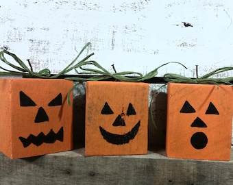 3 Wooden Pumpkins, Wood Pumpkins, Reclaimed Rustic Pallet Wooden Pumpkins, Rustic Halloween Decor-Fall Decor, Pumpkin Decor, Jack O Lanterns