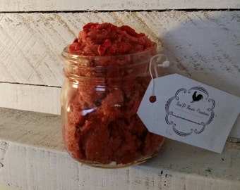 Organic Strawberry Sugar Scrub-Natural Sugar Scrub-Facial Scrub-Strawberry Scrub-Body Scrub-Mother's Day Gift-Bath Gift-Stocking Stuffer