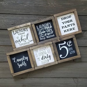 Laundry Room Sign Collection - Funny Laundry Signs - Laundry Room Wall Decor - Laundry Shelf Decor - Gifts for Mom