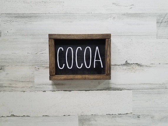 Cocoa Rae Dunn wood sign - Farmhouse decor - Winter Decor- Christmas Decor - small framed sign - Rae Dunn