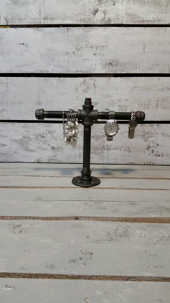 Industrial Pipe Jewelry Organizer-Watch and Bracelet Holder-Reclaimed Wood Jewelry Stand-Jewelry-Hanging Jewelry Organizer