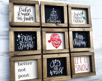 Farmhouse Christmas Wood Sign | Tiered Tray Decor (6x6)
