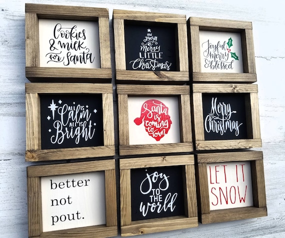 Mini Farmhouse Christmas Signs | Funny Christmas Sign | Christmas Mini Signs | Tiered Tray Signs | Coffee Bar Sign | Christmas Decor | Home