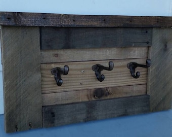 Rustic Wooden Entryway Coat Rack-Rustic Pallet Wooden Shelf-Coat Rack-Rustic Farmhouse Decor- Entryway Rack-Floating Shelf-Rustic Furniture