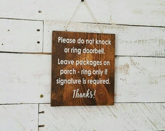 Please Do Not Knock or Ring Door Bell Sign-Handmade No Soliciting Sign- No Soliciting Door Sign