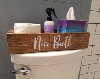 Toilet Paper Holder - Farmhouse Rustic - Bathroom Humor -  Nice Butt - Hello Sweet Cheeks - Nice Butt - Bathroom Decor