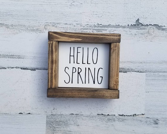 Hello Spring Sign - Rae Dunn inspired Sign - Rae Dunn - Spring Sign - Spring Decor - Farmhouse Decor - Farmhouse Sign - Wood Sign - Home Dec