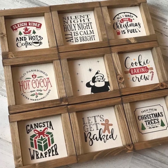 Mini Farmhouse Christmas Signs | Funny Christmas Sign | Christmas Mini Signs | Tiered Tray Signs | Coffee Bar Sign | Christmas Decor | Home