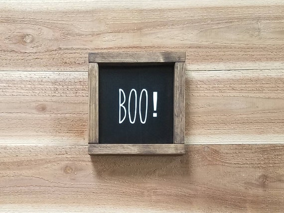 BOO! Sign | Halloween Decor | Funny Halloween | Farmhouse Decor | Front Door Sign | Mantel Sign | black white | Wood sign | Home Decor