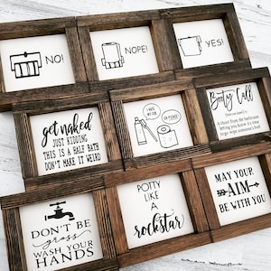 New! Bathroom Collection | Funny Bathroom Signs | Bathroom Wall Decor | Restroom Bathroom Decor | Farmhouse Bathroom Sign | Guest Bathroom