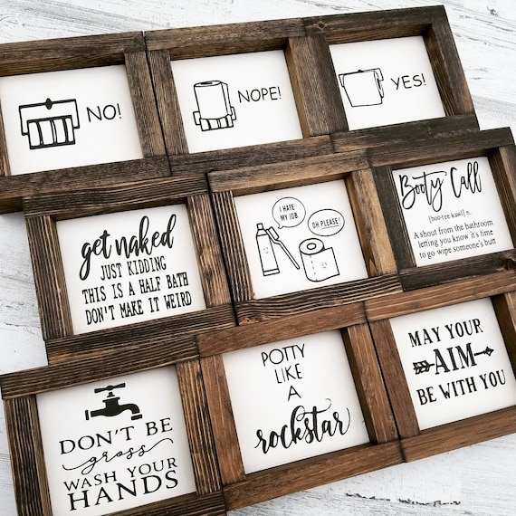 New! Bathroom Collection | Funny Bathroom Signs | Bathroom Wall Decor | Restroom Bathroom Decor | Farmhouse Bathroom Sign | Guest Bathroom