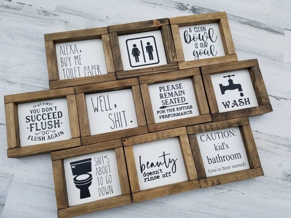 Bathroom Collection Funny Bathroom Signs Bathroom Wall | Etsy