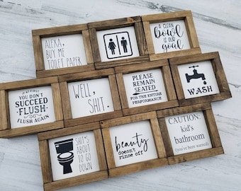 Bathroom Collection | Funny Bathroom Signs | Bathroom Wall Decor | Restroom Bathroom Decor | Farmhouse Bathroom Sign | Guest Bathroom