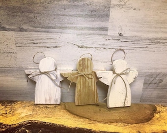 Small Rustic Wood Angel | Handmade Rustic Reclaimed Wood Angel | Farmhouse Christmas Ornament | Handmade Gift | Angel Ornament | Stocking