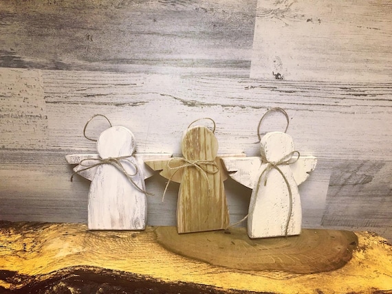 Small Rustic Wood Angel | Handmade Rustic Reclaimed Wood Angel | Farmhouse Christmas Ornament | Handmade Gift | Angel Ornament | Stocking