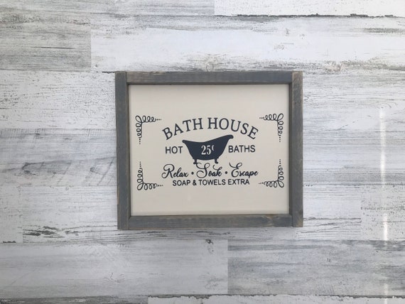 Bath House 25 cent Sign | Hot Bath Sign | Bathtub Sign | Bathroom Decor | Farmhouse Bathroom Sign | Farmhouse Decor