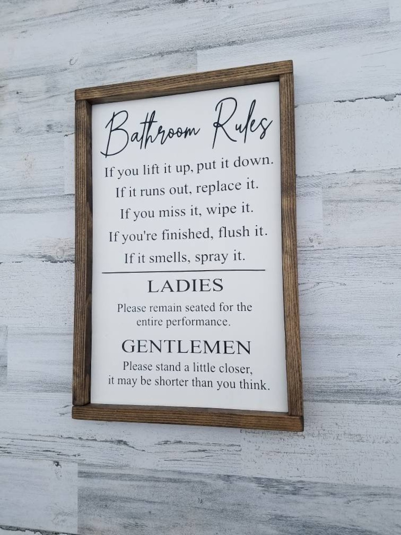 Bathroom Rules Sign Bathroom Wall Decor Funny Bathroom - Etsy