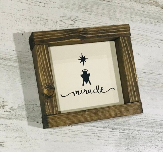 Infant Jesus in Manger Sign | Miracle | Mini Farmhouse Christmas Sign | Christmas Sign | Tiered Tray Sign | Christmas Decor | Home Decor