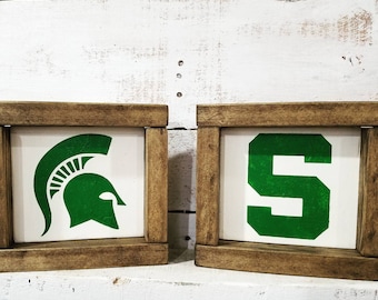 MSU Spartan Mini Framed Sign - MSU Collecter Sign - Officially Licensed Product #8115 -  College Dorm Student - Fan Gift - Graduation Gift