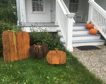 Calabaza grande de madera, calabaza rústica de madera recuperada, calabaza de palé de madera, decoración de otoño, decoración de jardín, calabaza, decoración de Halloween, decoración de calabaza