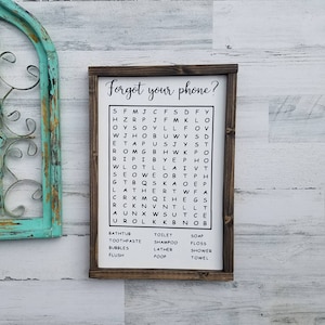 Forgot Your Phone? | Bathroom Word Search | Funny Bathroom Sign | Kids Bathroom | Guest Bathroom | Bathroom Humor | Bathroom Decor