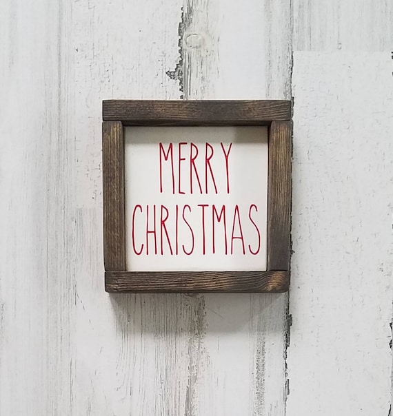 Rae Dunn Inspired Merry Christmas Sign - Merry Christmas Sign - Christmas Decor - Mini Wood Framed Sign - Farmhouse Decor - Farmhouse