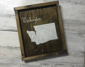 Personalize State Sign- USA Silhouette Sign - HOME Wood Decor- State Gift - Farmhouse Decor