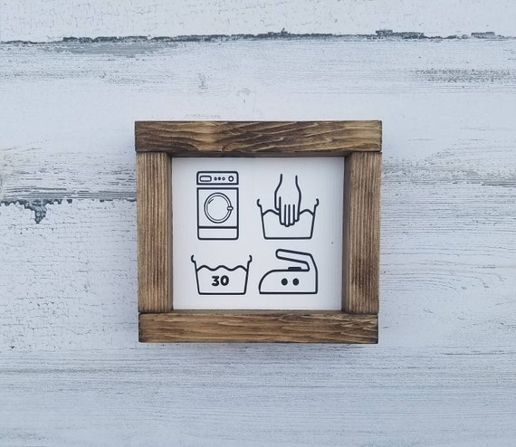 Laundry Symbols Wood Sign - Laundry Room Decor - Funny Laundry Sign - Small Framed Sign - Laundry Room Sign - Laundry Today or Naked Tomorro