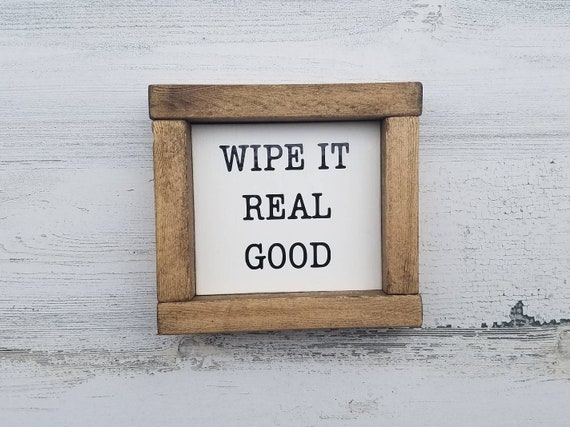 Bathroom sign collection - Funny Bathroom Sign - Guest Bath Sign - Bathroom Decor - Farmhouse Decor - Wipe it real good - Wood Sign - Home D