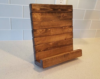 Rustic Wooden iPad Stand-Wooden iPad Stand-Tablet Holder-iPad Holder- Wood iPad Stand-Wooden Cookbook Stand-Desk Organizer